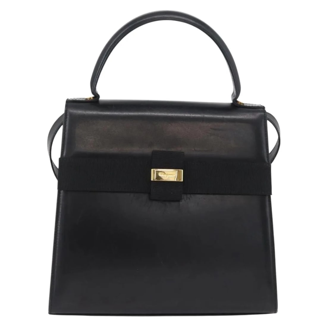 Black Leather Handbag Salvatore Ferragamo Vara Italy (1 of 18)