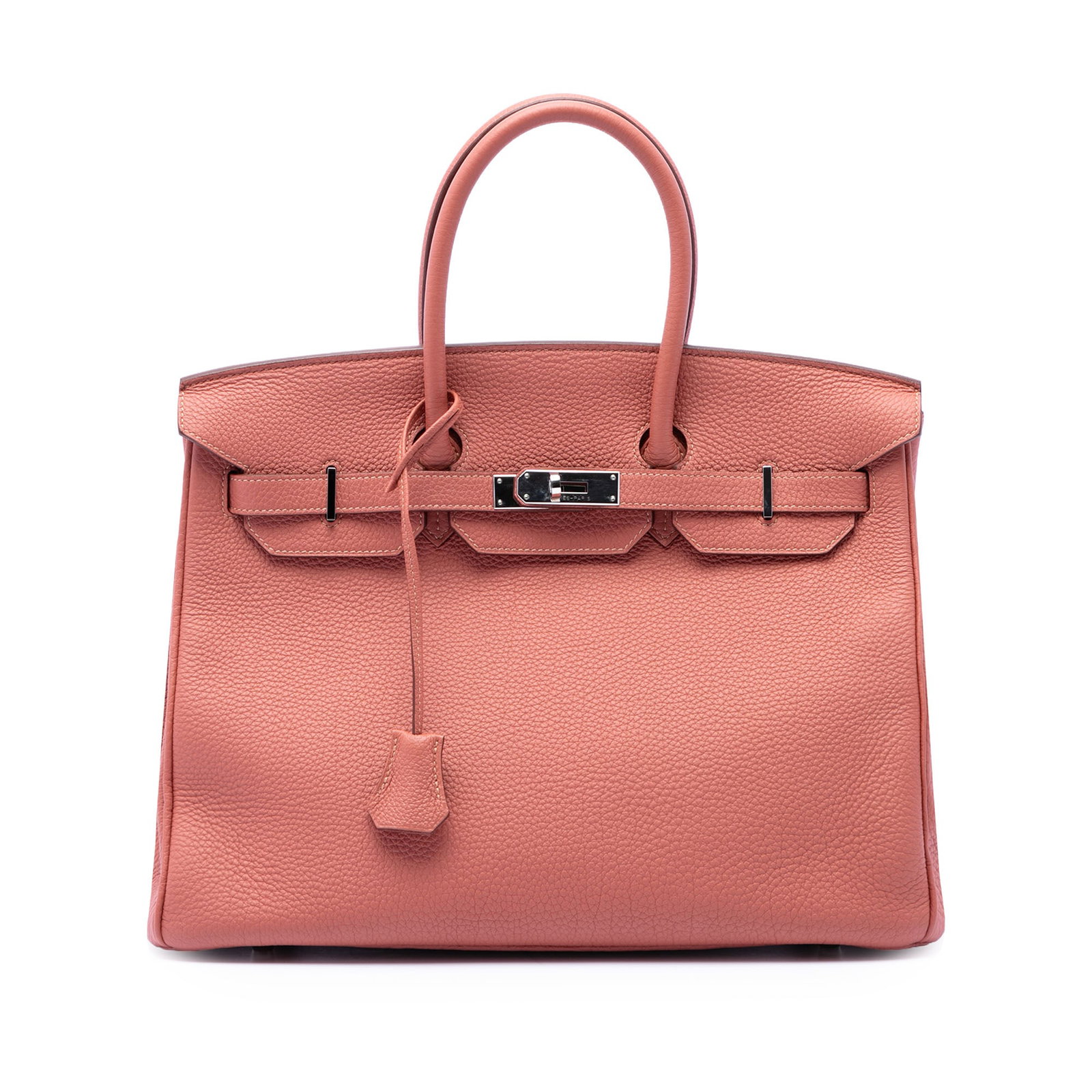 Hermes Birkin Retourne 35 Togo Leather Bag Rose Tea: Hermes Birkin Retourne 35 Togo Leather Bag Rose Tea Hermes Birkin Retourne 35 bag crafted in Togo leather in Rose Tea color. It features rolled leather handles, a front flap with turn-lock closure, an