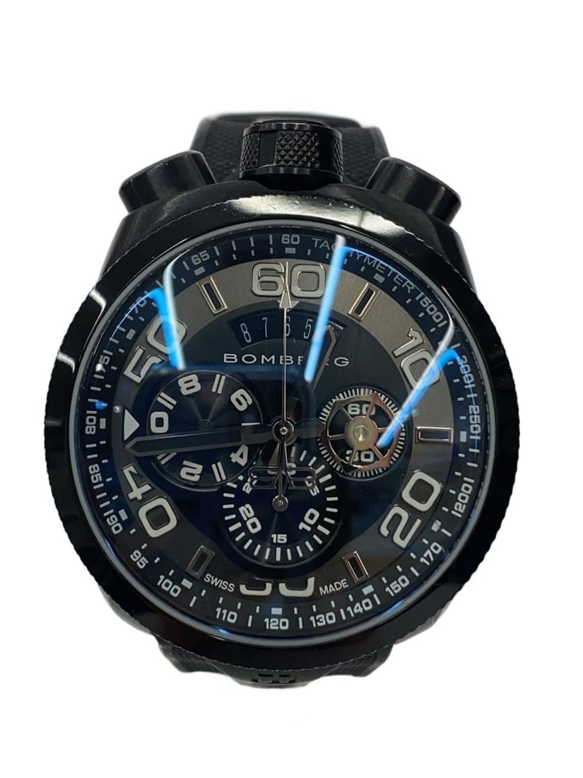 BOMBERG BOLT-68 Mens Quartz Wristwatch Black Rubber Swiss (1 of 9)