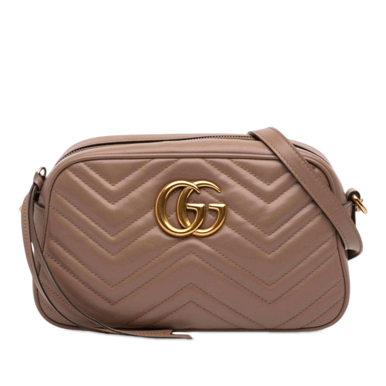 Gucci GG Marmont Small Leather Crossbody Bag Brown: Gucci GG Marmont Small Leather Crossbody Bag Brown This Gucci Small GG Marmont Matelasse Leather Crossbody is a brown leather bag made in Italy. It features a quilted leather body, curb chain strap, t