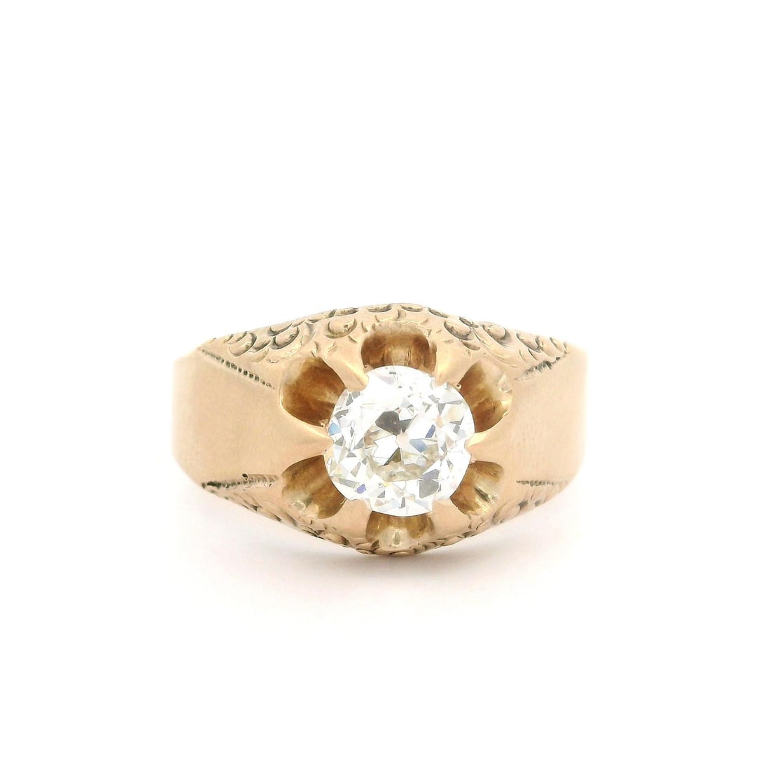 Antique Victorian 9K Gold 1.19ct GIA Old Mine Cut Diamond Ring (1 of 5)