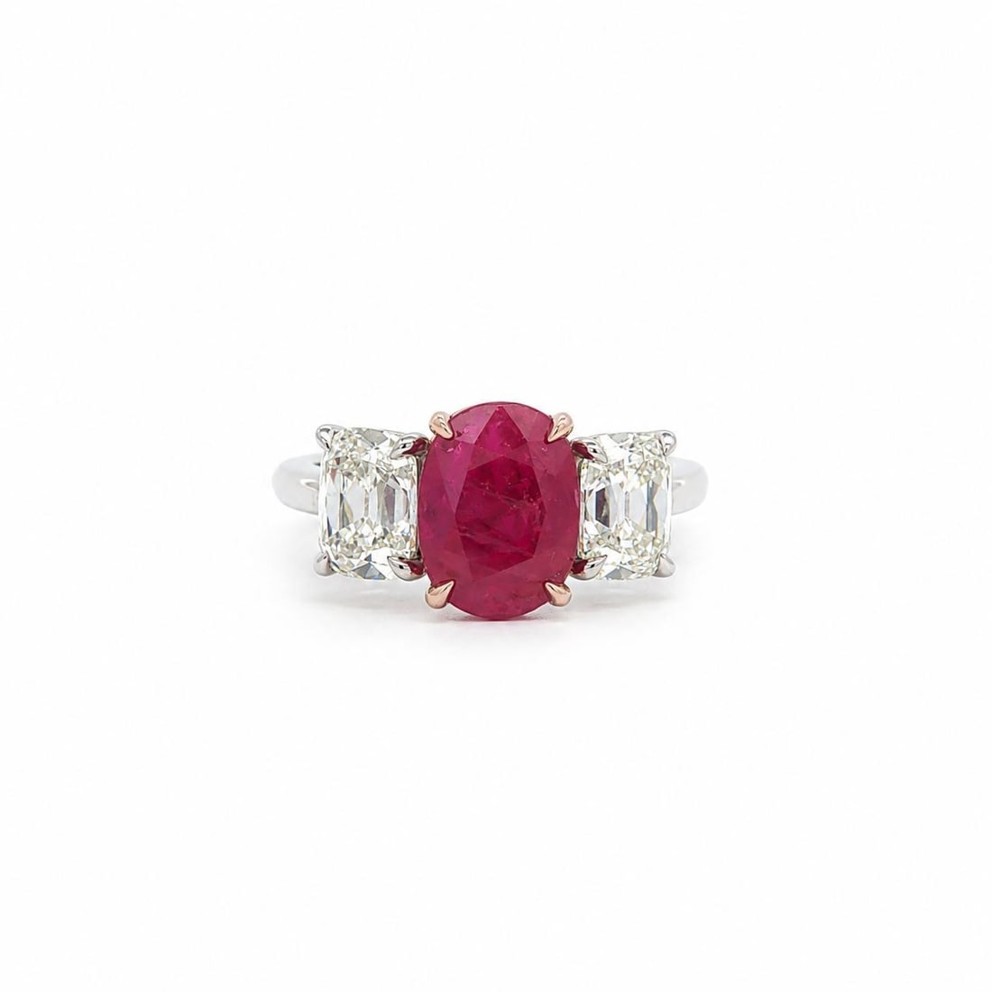 GIA Certified Burma No Heat Ruby Ring with Old Mine Diamonds Platinum 14k (1 of 16)