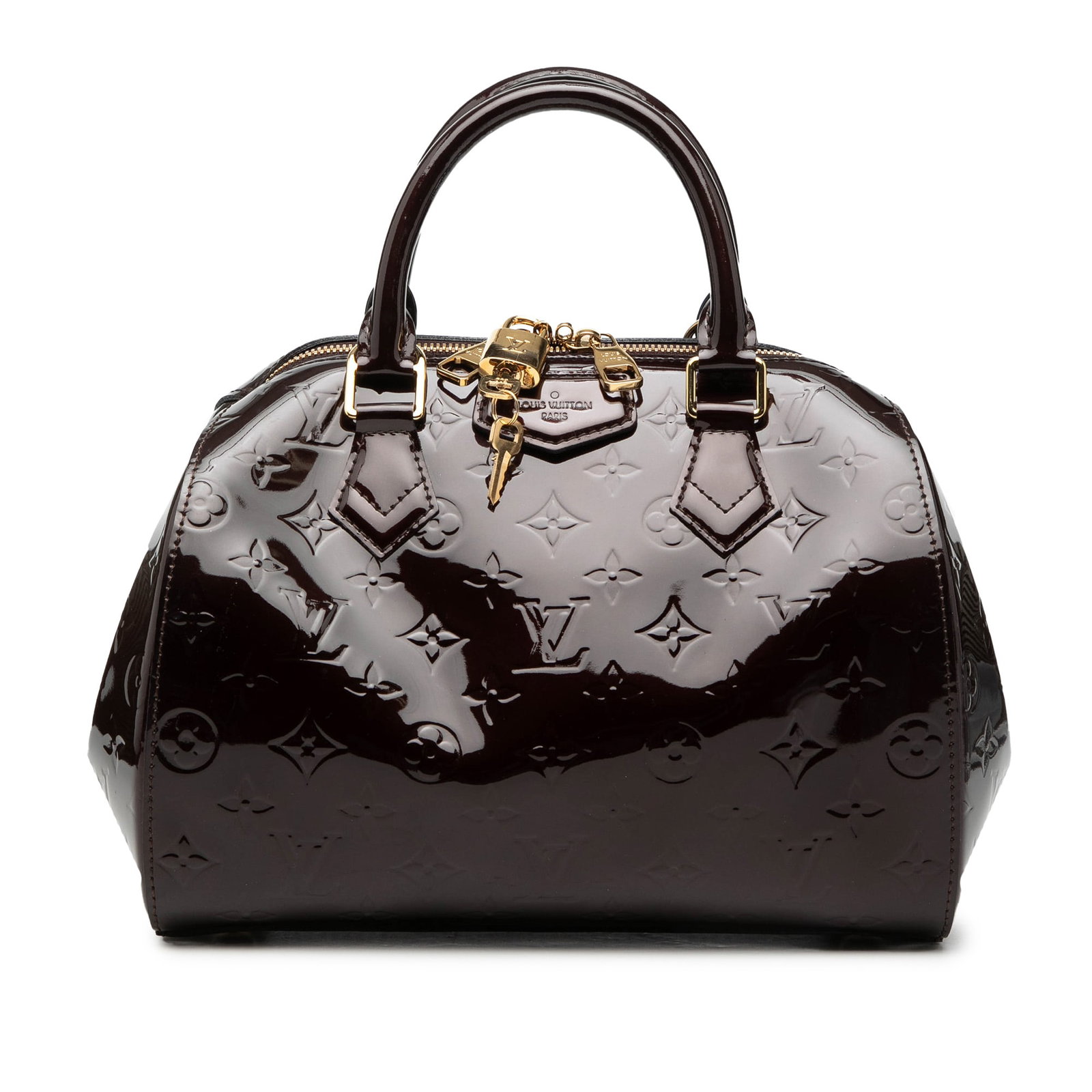 Louis Vuitton Montana Purple Monogram Vernis Leather Handbag: Louis Vuitton Montana Purple Monogram Vernis Leather Handbag This Louis Vuitton Monogram Vernis Montana bag features a monogram vernis leather body in purple, complemented by rolled leather handles an