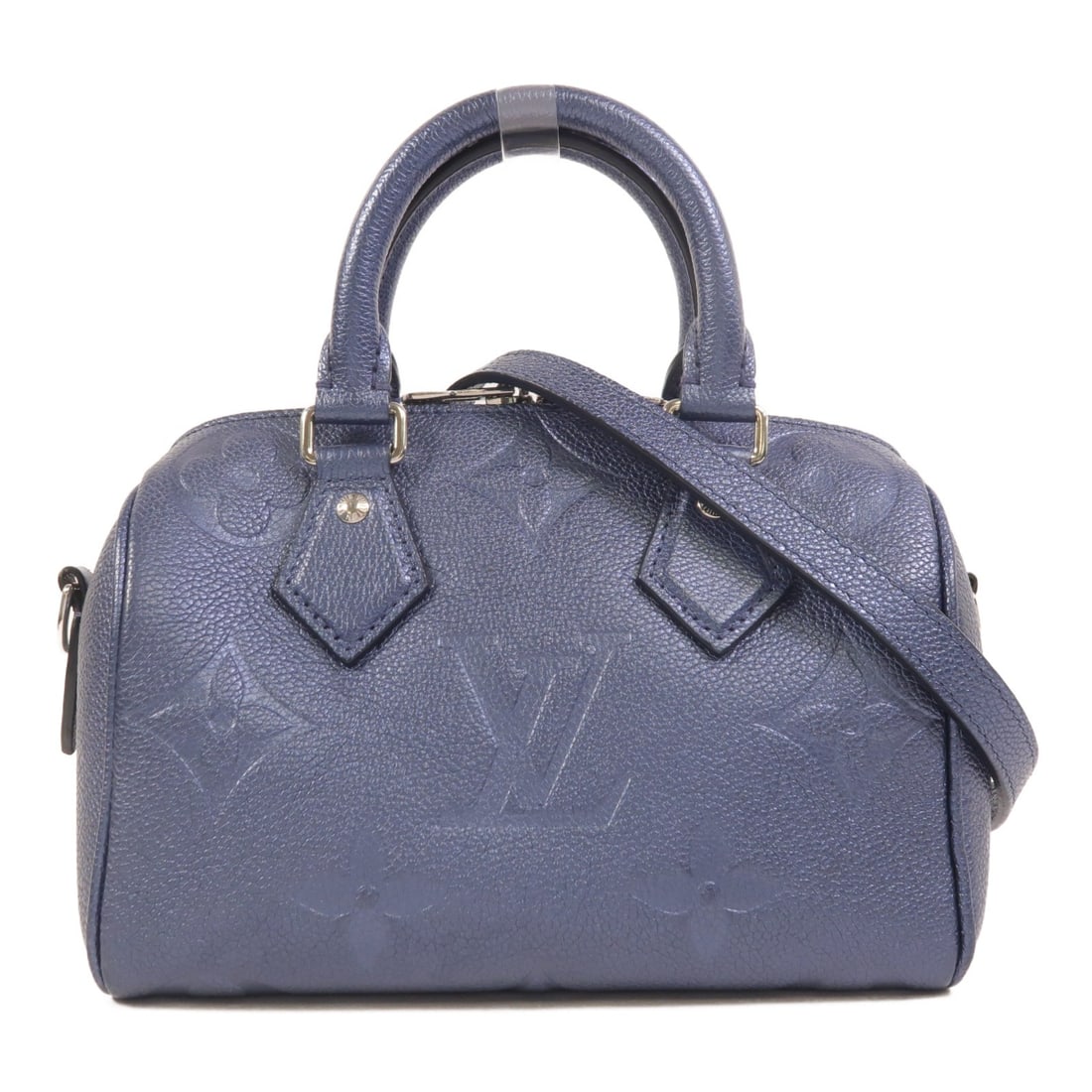 Louis Vuitton Speedy Bandouliere 20 Blue Monogram Empreinte 2 Way Bag M58958: Louis Vuitton Speedy Bandouliere 20 Blue Monogram Empreinte 2 Way Bag M58958 Louis Vuitton Speedy Bandouliere 20 2 Way Bag in Monogram Empreinte and calfskin (cowhide), presented in blue and dark blue