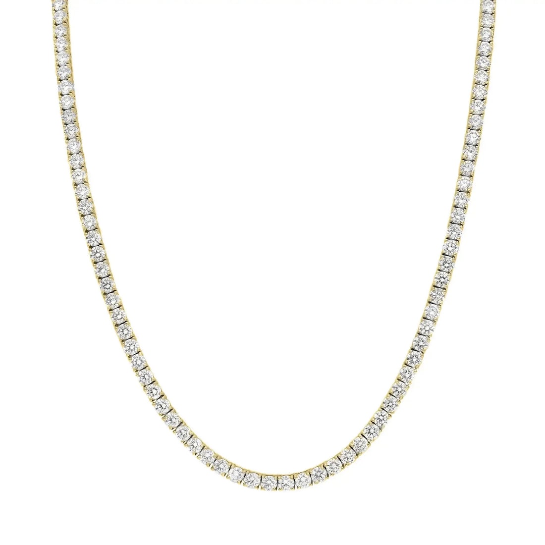 Rachel Koen 14K Yellow Gold Lab Grown Diamond Tennis Necklace 14.61 Ctw 17 Inch: Rachel Koen 14K Yellow Gold Lab Grown Diamond Tennis Necklace 14.61 Ctw 17 Inch Experience timeless elegance with this stunning Rachel Koen lab grown diamond tennis necklace, featuring 136 prong-set r