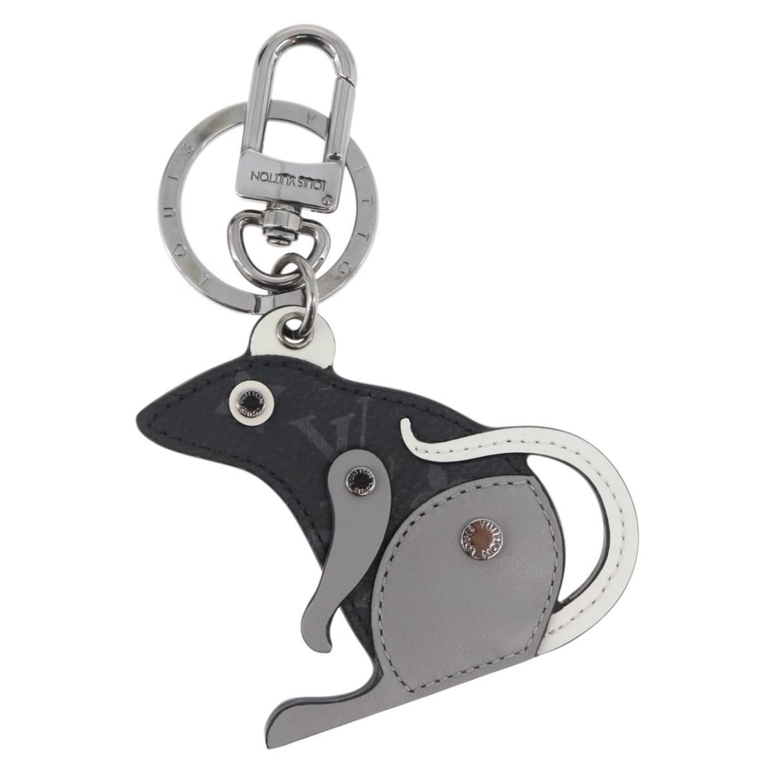 Louis Vuitton M68835 Porte Cles LV Rat Charm Monogram Eclipse Canvas: Louis Vuitton M68835 Porte Cles LV Rat Charm Monogram Eclipse Canvas Louis Vuitton Monogram Eclipse Porte Cles LV Rat Charm, style M68835, made in Italy. It is crafted from Monogram Eclipse Canvas and