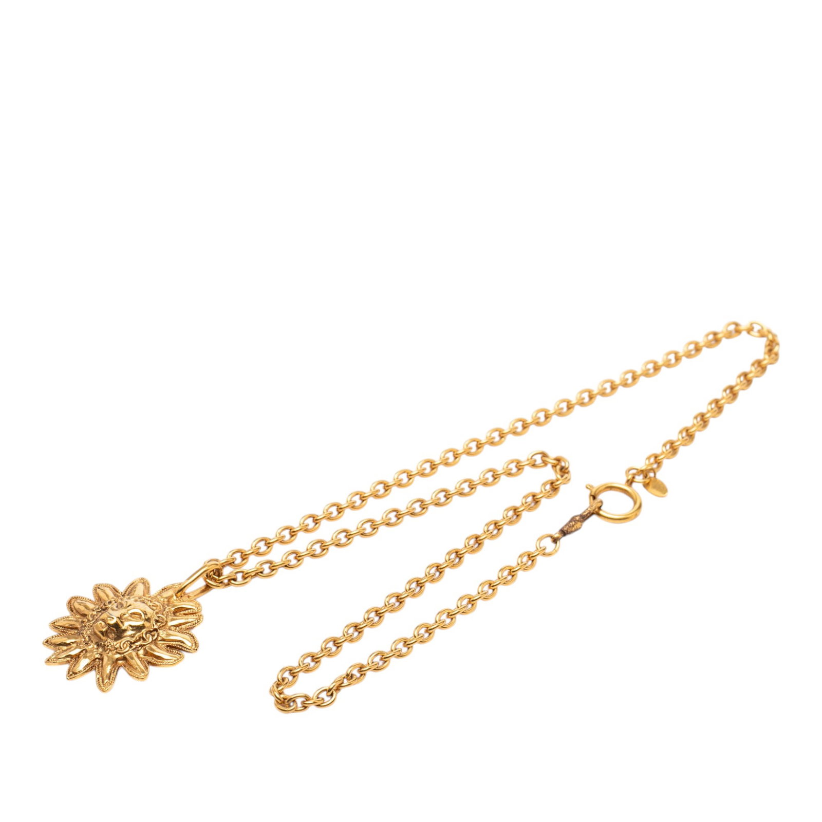 Chanel gold tone lion sun medallion pendant necklace (1 of 7)