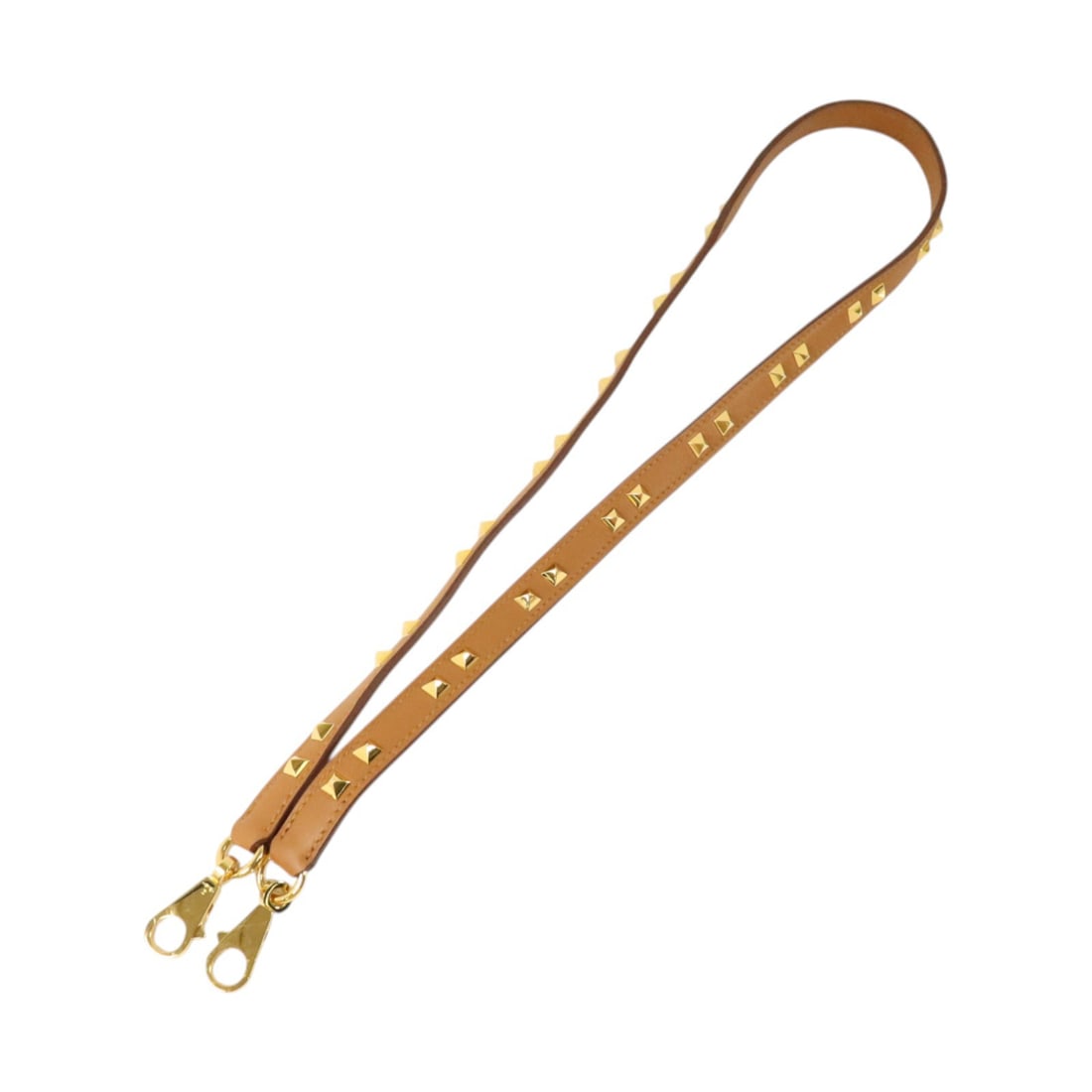 Hermes Mini Dog Carres Swift Leather Shoulder Strap Gold Tone: Hermes Mini Dog Carres Swift Leather Shoulder Strap Gold Tone A Hermes Mini Dog Carres shoulder strap crafted from Vaux Swift leather and calfskin (cowhide) in gold x brown x gold. The strap measures 