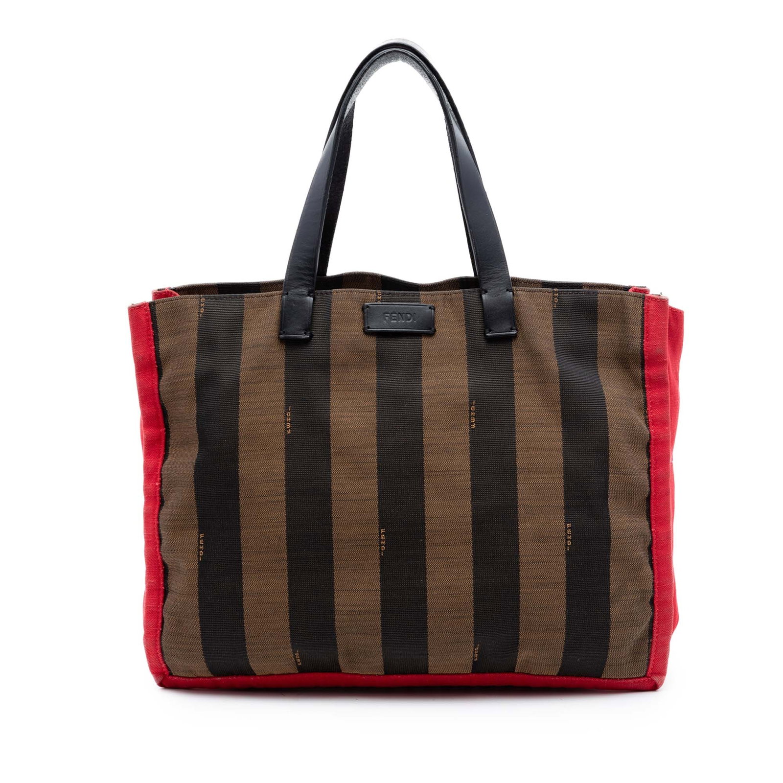 Fendi Pequin Simply Shopping Canvas Tote Bag with Zipped Pouch: Fendi Pequin Simply Shopping Canvas Tote Bag with Zipped Pouch Fendi Pequin Canvas Simply Shopping Tote in brown fabric with flat leather handles, an open top, and an included zipped pouch. Made in It