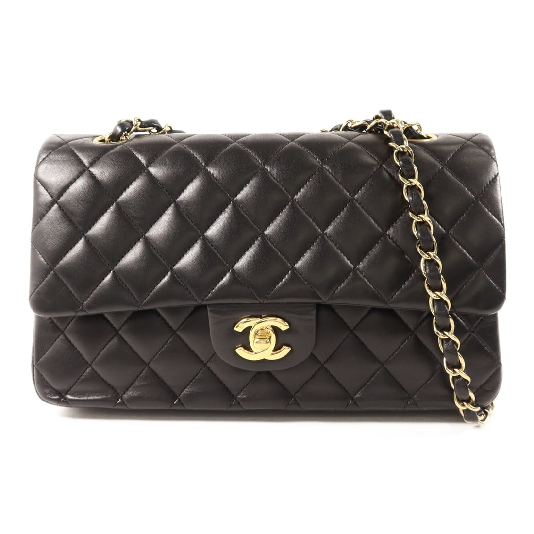 CHANEL AO1112 Classic 25 Shoulder Bag Black Lambskin GHW: CHANEL AO1112 Classic 25 Shoulder Bag Black Lambskin GHW CHANEL Classic 25 Chain Shoulder Bag in black lambskin (sheep leather) with gold-tone hardware. This women's shoulder bag features a turn lock 