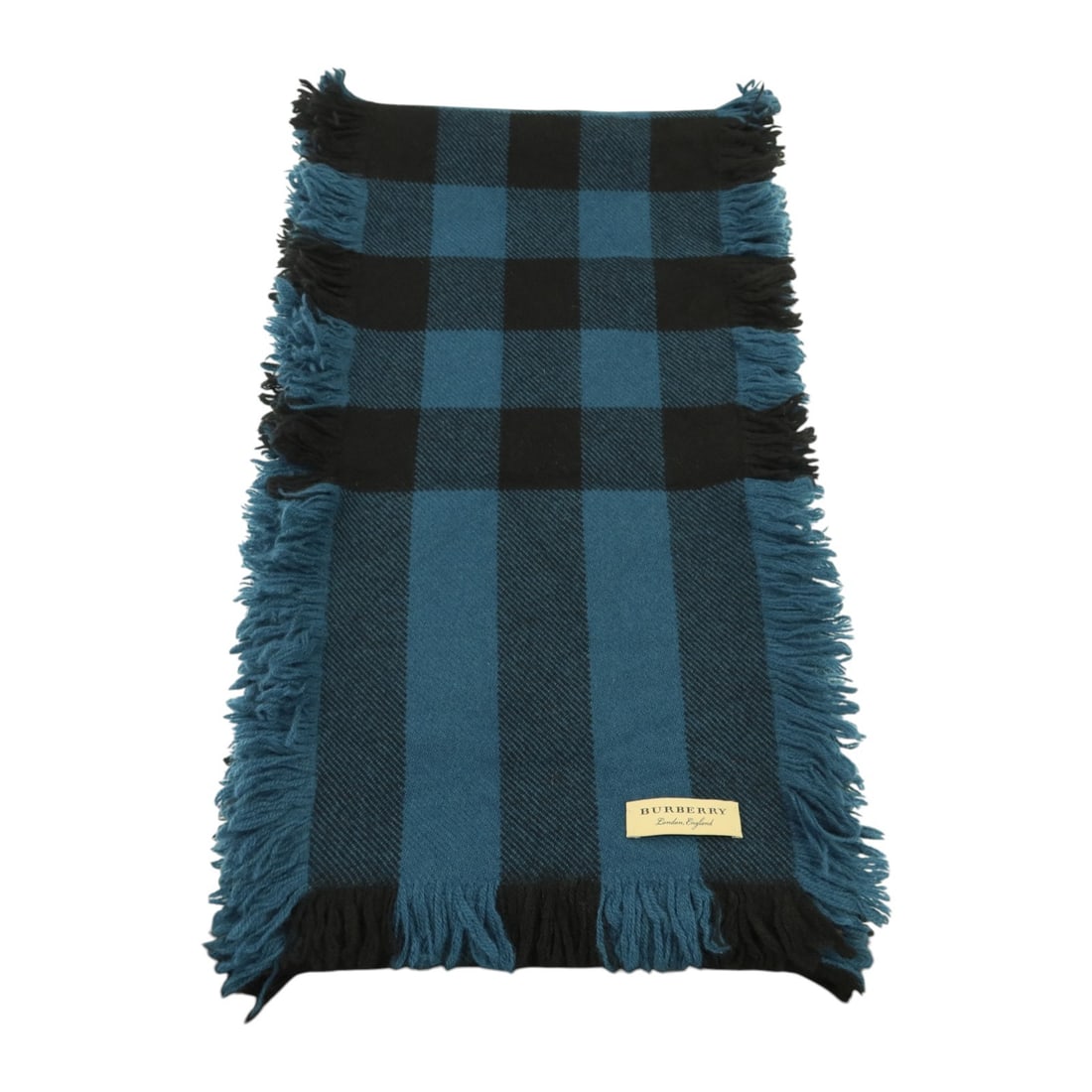 Burberry 4060990 Wool Scarf 230cm x 25cm Blue Black Unisex (1 of 9)