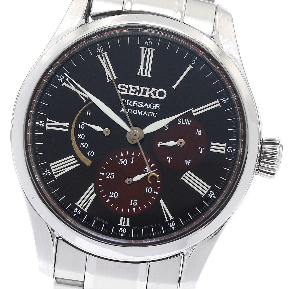 Seiko Presage SARW045 6R21-01F0 Mens Limited Edition Wristwatch: Seiko Presage SARW045 6R21-01F0 Mens Limited Edition Wristwatch Pre-owned SEIKO men's wristwatch from the Presage Urushi/Sandalwood Lacquer Limited Edition line. It features a black dial, automatic mo