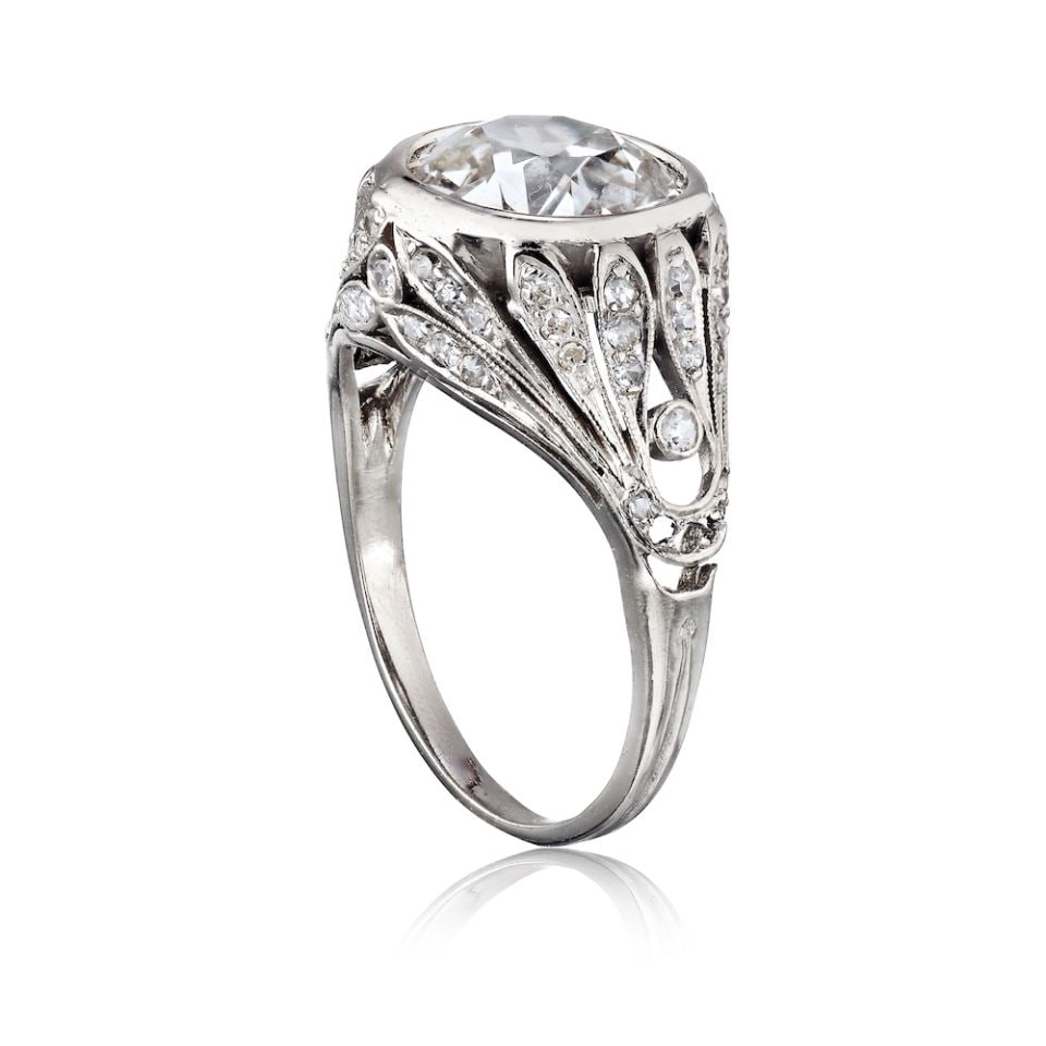 Platinum Diamond Engagement Ring 3.19 Cts Art Deco Style (1 of 1)