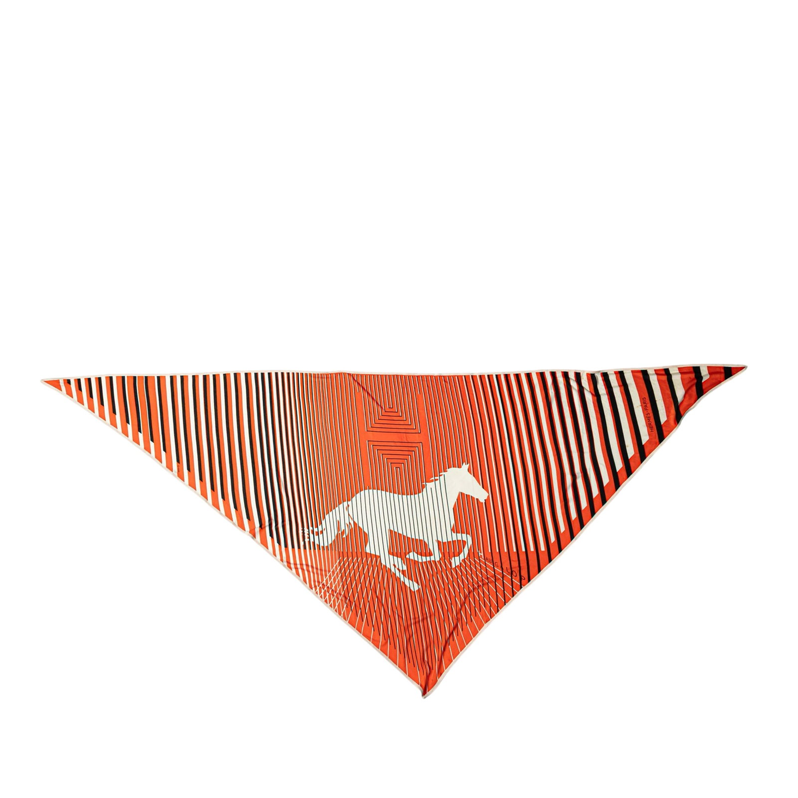Hermes Orange Triangular Silk H Au Galop Scarf (1 of 9)
