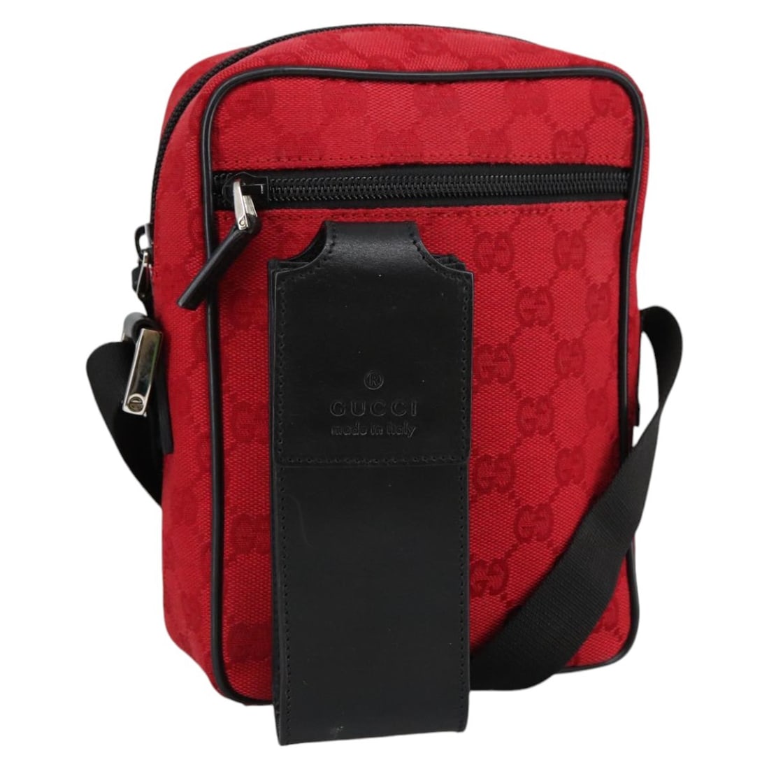Gucci 018 1619 GG Canvas Womens Shoulder Bag Silver Red: Gucci 018 1619 GG Canvas Womens Shoulder Bag Silver Red GUCCI shoulder bag in GG Canvas with a silver and red exterior. Made in Italy, it features a shoulder strap with an approximate drop of 11.0 to 