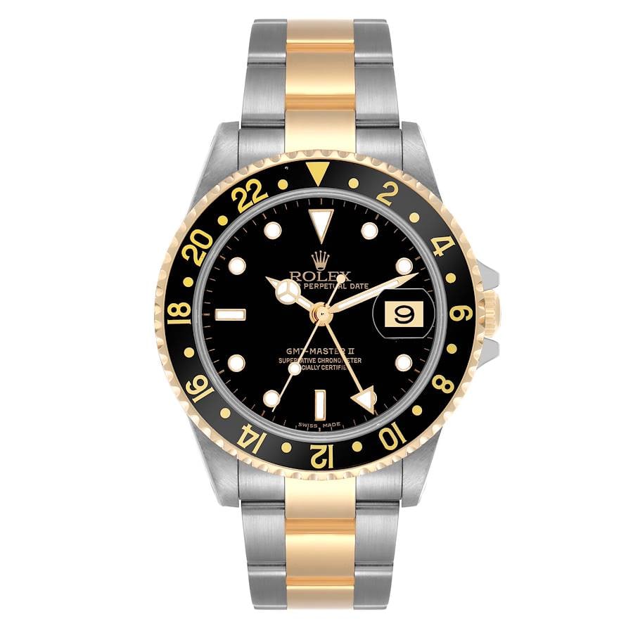 Rolex GMT Master II Reference 16713 Black Dial Oyster Bracelet Watch: Rolex GMT Master II Reference 16713 Black Dial Oyster Bracelet Watch This Rolex GMT Master II features a black dial, non-ceramic bezel, and an Oyster bracelet. The watch is part of the GMT Master II s