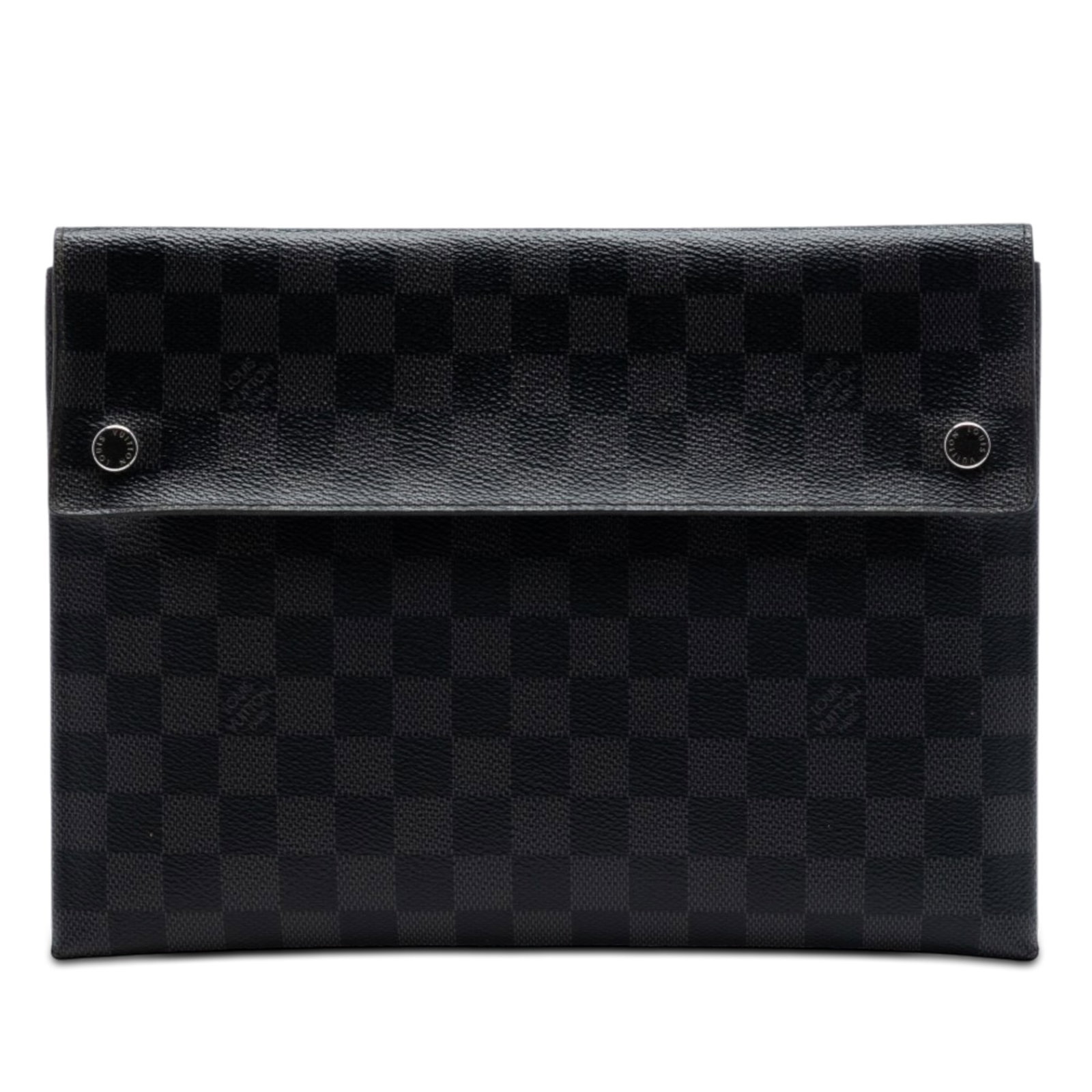 Louis Vuitton Alpha Triple Pochette Damier Graphite Bag: Louis Vuitton Alpha Triple Pochette Damier Graphite Bag This Louis Vuitton Alpha Triple Pochette is crafted in Damier Graphite canvas with a black colorway and a front flap with snap button closures. 