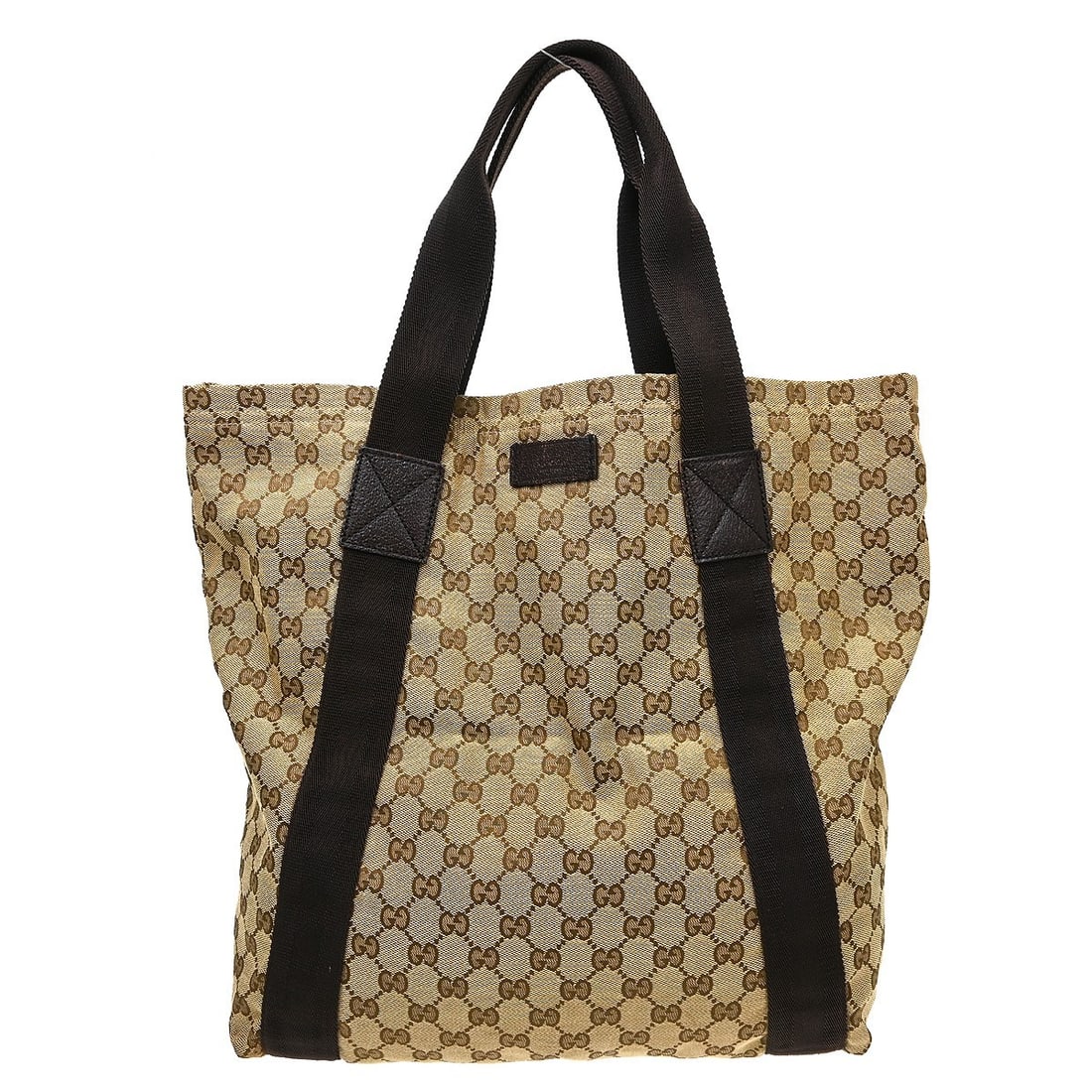 Gucci GG Medium Tote Handbag Beige Canvas Leather Brown Straps (1 of 10)