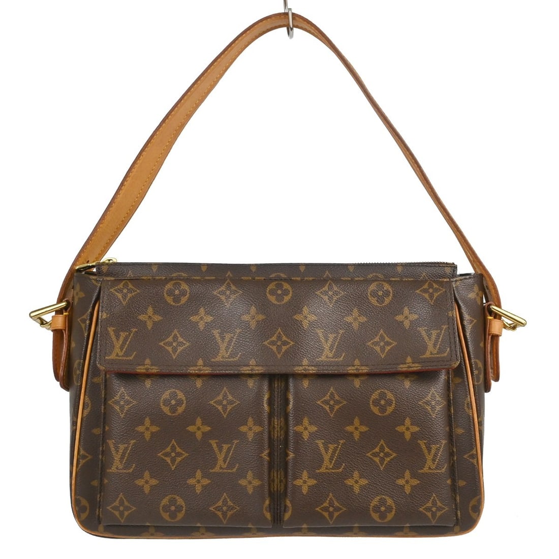 Louis Vuitton Viva Cite GM Monogram Canvas Shoulder Bag M51163: Louis Vuitton Viva Cite GM Monogram Canvas Shoulder Bag M51163 Vintage Louis Vuitton Viva Cite GM handbag in brown Monogram canvas with leather trim and a red Alcantara lining. This shoulder bag featu