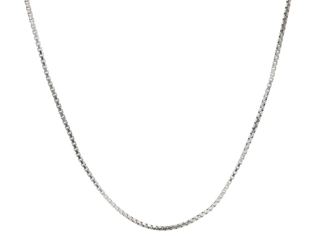 Platinum Box Link Necklace Adjustable 14 to 15.5 Inch: Platinum Box Link Necklace Adjustable 14 to 15.5 Inch This vintage platinum box link chain necklace features a solid .800+ platinum construction, stamped PT850, and is adjustable to either 14 inches o