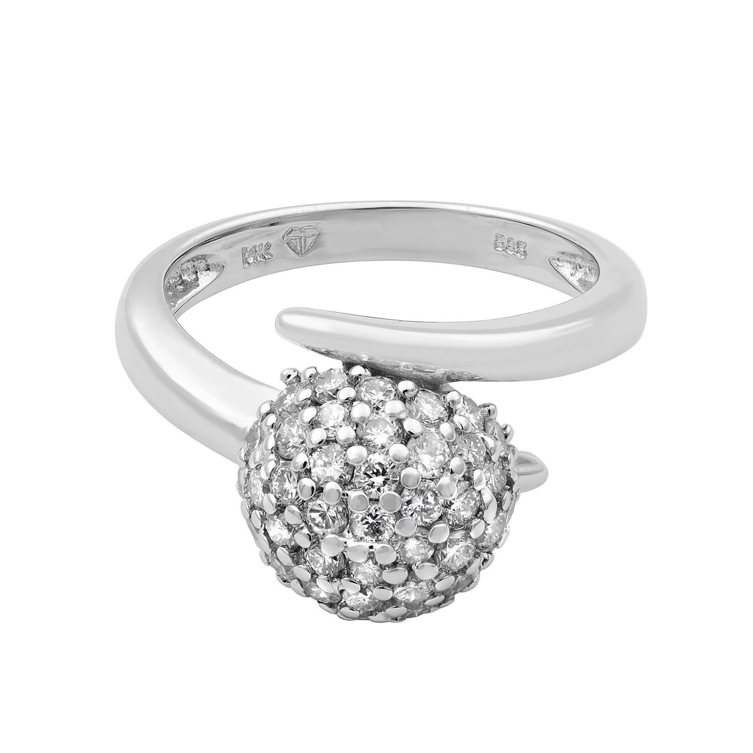 Rachel Koen 14K White Gold Diamond Ball Ring 0.40Cttw Size 7: Rachel Koen 14K White Gold Diamond Ball Ring 0.40Cttw Size 7 Introducing the Rachel Koen Diamond Ball Ring, an exquisite piece crafted in luxurious 14K white gold. This elegant ring features a round b