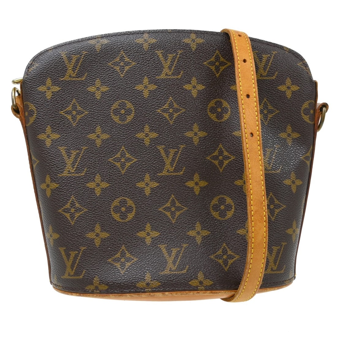 Louis Vuitton Drouot Monogram Canvas Crossbody Bag M51290: Louis Vuitton Drouot Monogram Canvas Crossbody Bag M51290 Vintage Louis Vuitton Drouot shoulder bag in Monogram canvas and leather, made in France. It features a zipper closure, adjustable strap, one 