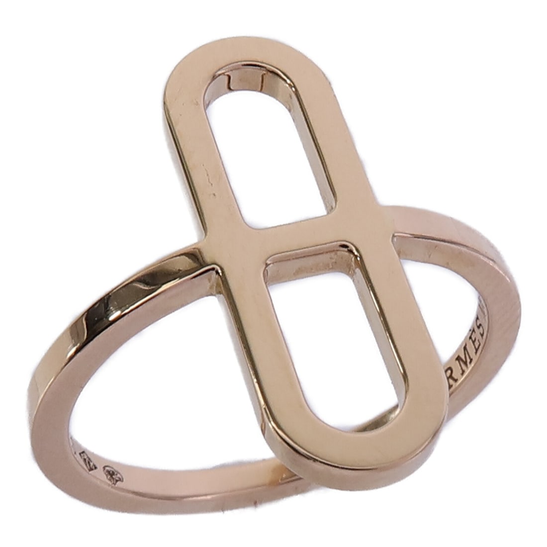 HERMES Chaine D'ancre Ring 18K Rose Gold Size 53 US 6.4: HERMES Chaine D'ancre Ring 18K Rose Gold Size 53 US 6.4 Hermes Chaine D'ancre ring in K18PG rose gold, designed for women and engraved with size 53. The ring is in very good AB condition and has no st