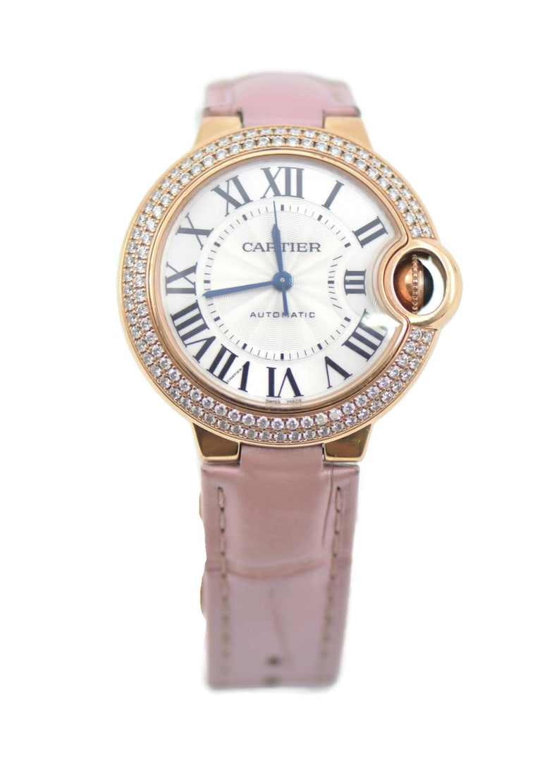 Cartier Ballon Bleu Diamond 18K Rose Gold Watch WJBB0051 with Box and Papers: Cartier Ballon Bleu Diamond 18K Rose Gold Watch WJBB0051 with Box and Papers Discover the elegance of the Cartier Ballon Bleu Diamond Watch, crafted from luxurious 18K rose gold. This stunning wristwa