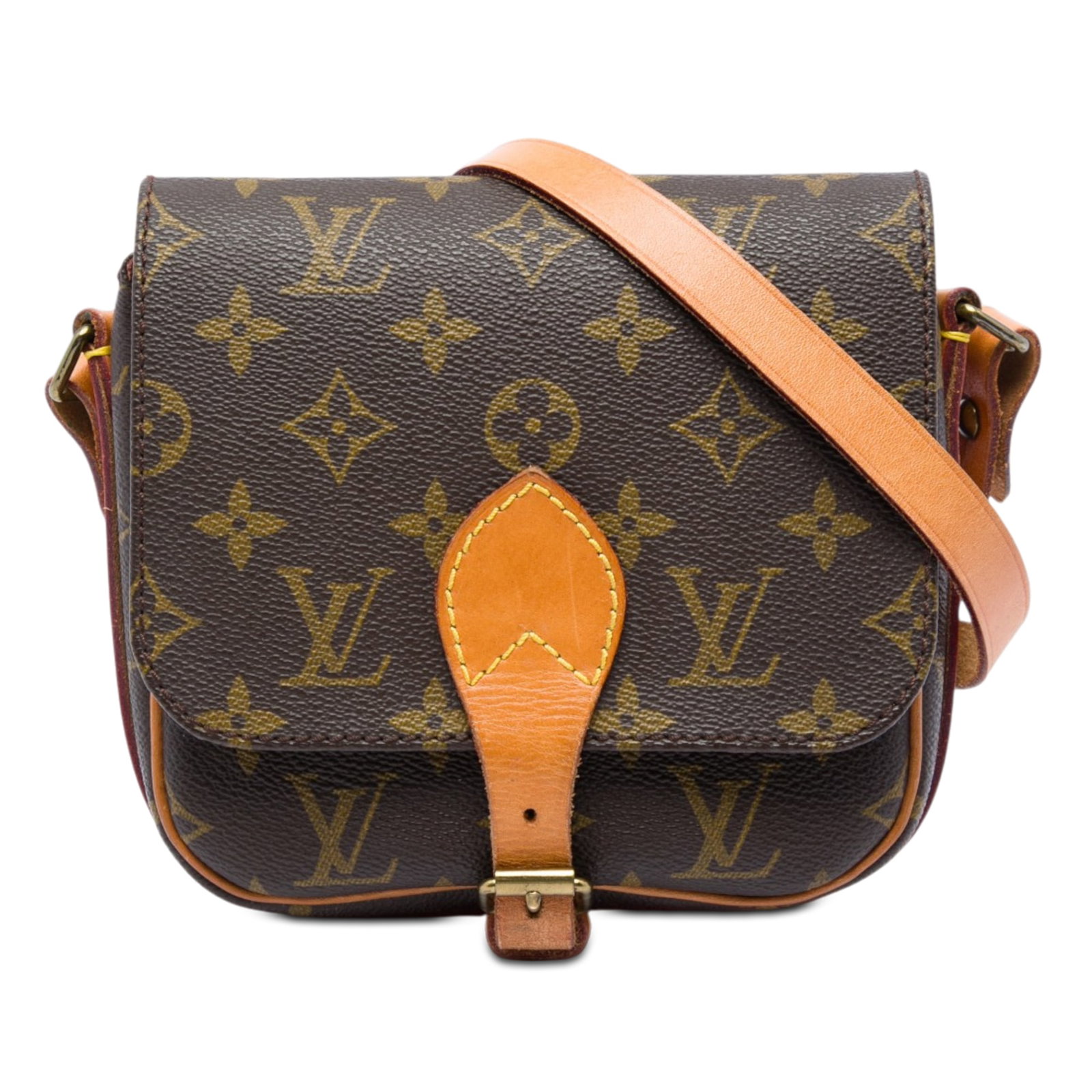 Louis Vuitton Cartouchiere PM Monogram Canvas Crossbody Bag: Louis Vuitton Cartouchiere PM Monogram Canvas Crossbody Bag The Louis Vuitton Monogram Cartouchiere PM is a brown bag made with monogram canvas and vachetta leather trim. It features an adjustable fla