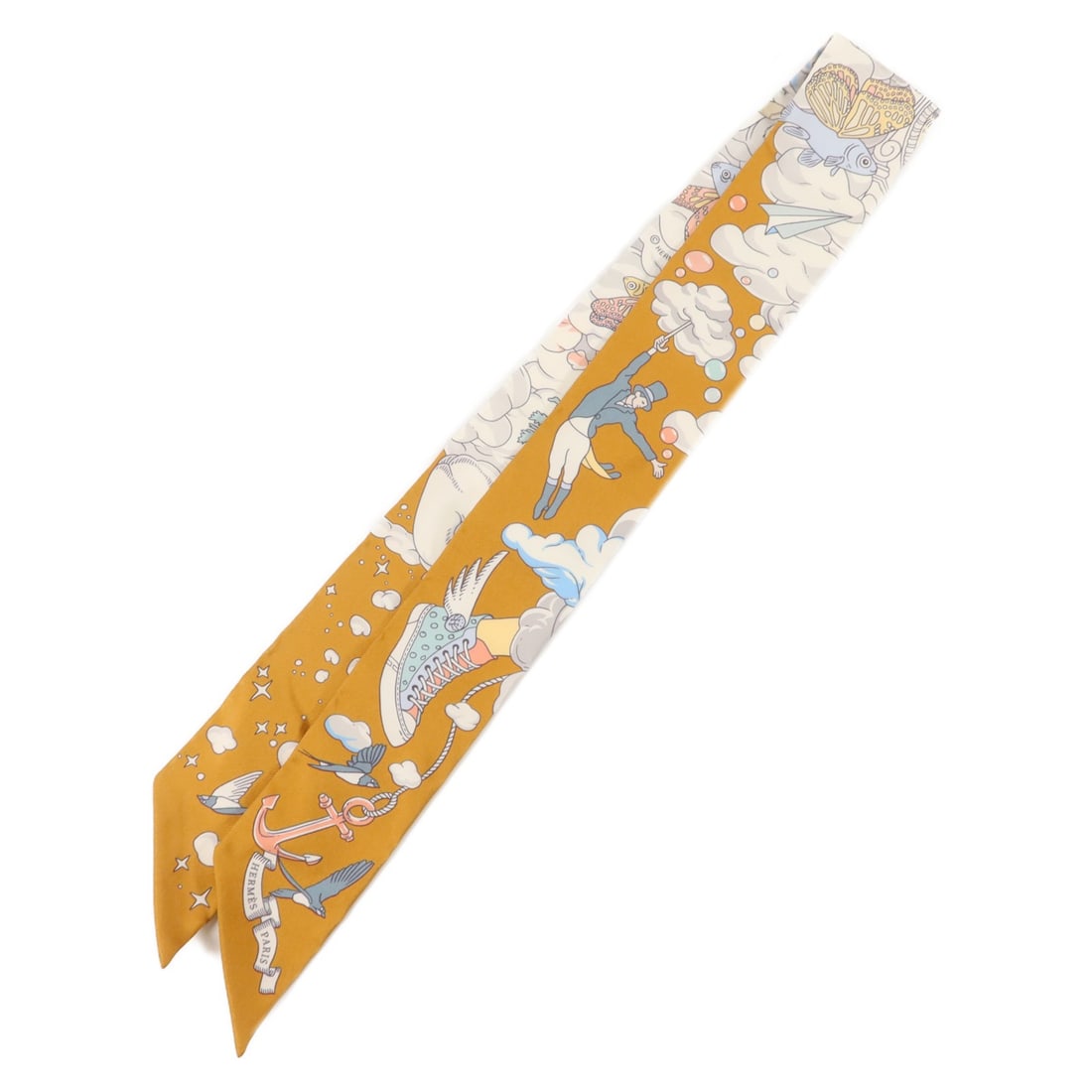 Hermes Twilly Silk Scarf Multicolor Brown Light Blue: Hermes Twilly Silk Scarf Multicolor Brown Light Blue Hermes Twilly scarf in multicolor with brown and light blue accents. Made of silk, it measures 85 cm x 5 cm (33.5 in x 2.0 in) and comes with a sto