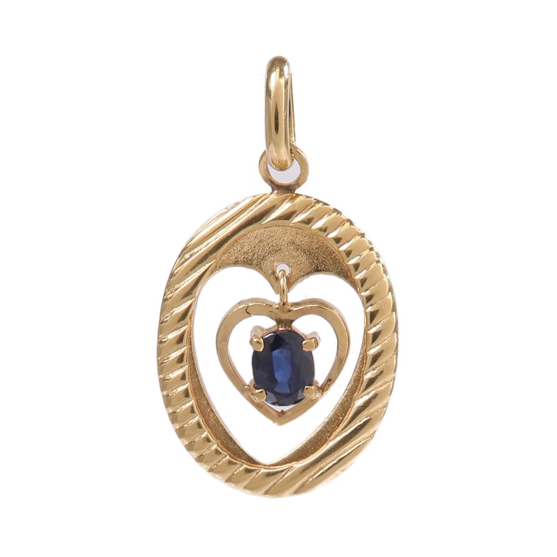 18K Yellow Gold Sapphire Pendant Top Blue Stone: 18K Yellow Gold Sapphire Pendant Top Blue Stone A women's pendant top in K18 yellow gold with a blue sapphire main stone. The piece measures 25 mm x 14 mm and has a weight of 2.2 g. Condition is liste