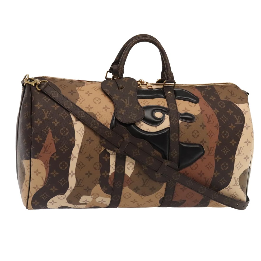 Louis Vuitton M46677 Keepall 55 Bandouliere Boston Bag Brown Monogram Canvas: Louis Vuitton M46677 Keepall 55 Bandouliere Boston Bag Brown Monogram Canvas Louis Vuitton Keepall Bandouliere 55 Boston bag in brown Monogram Canvas, made in France. It includes a shoulder strap and 