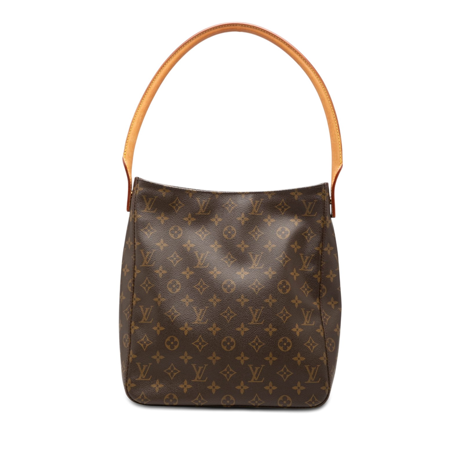 Louis Vuitton Looping GM Monogram Shoulder Bag Brown Canvas: Louis Vuitton Looping GM Monogram Shoulder Bag Brown Canvas The Louis Vuitton Monogram Looping GM is a brown bag made with monogram canvas and a rolled vachetta leather shoulder strap. It features a t