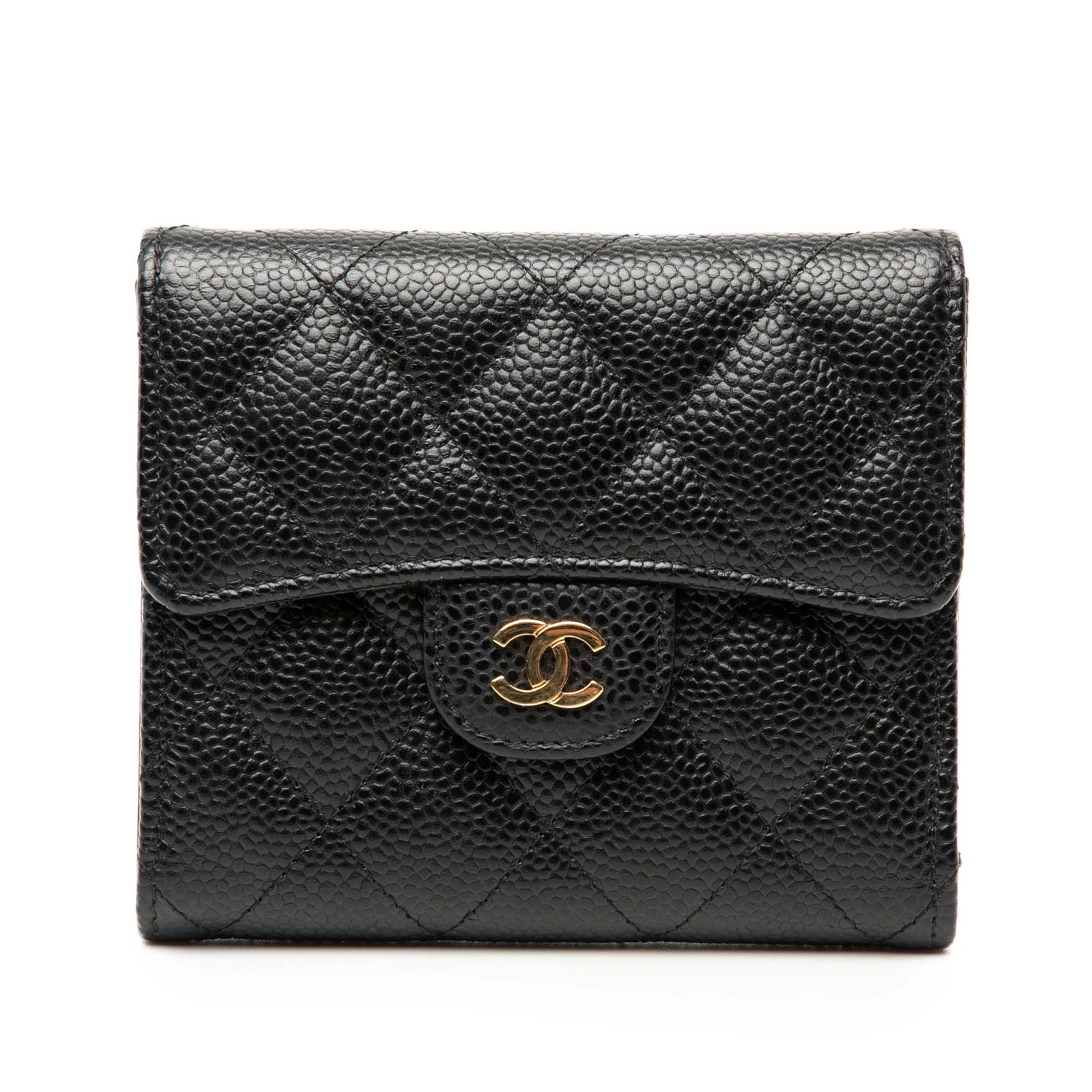 Hermes Black Quilted Caviar Leather Compact Flap Wallet (1 of 8)