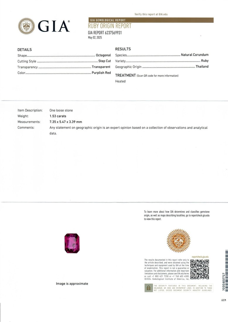 18k Gold Ruby Solitaire Ring GIA Certified 1.53ct Emerald Cut - 13