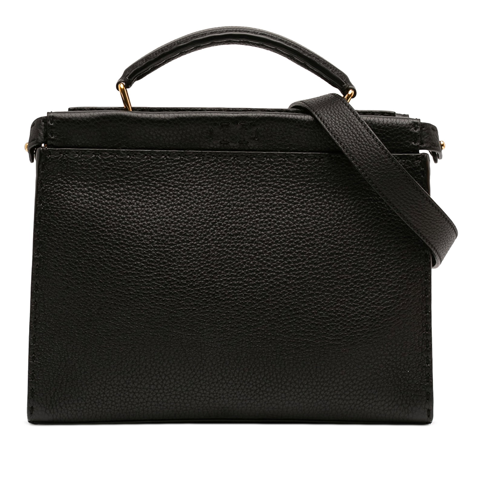 Fendi Peekaboo Iconic Fit Mini Selleria Calfskin Satchel Black (1 of 8)