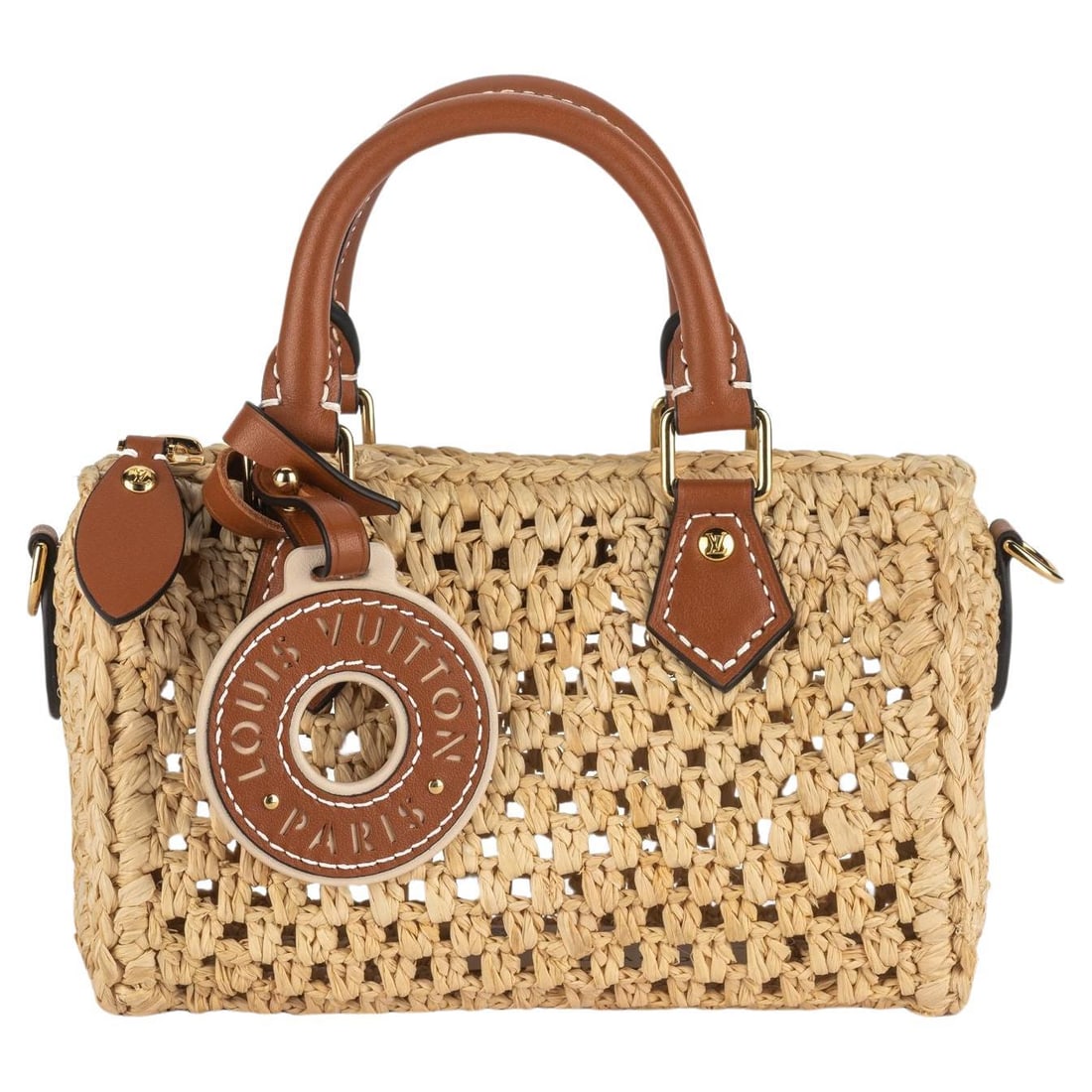 Louis Vuitton Nano Speedy raffia handbag with leather trim (1 of 12)