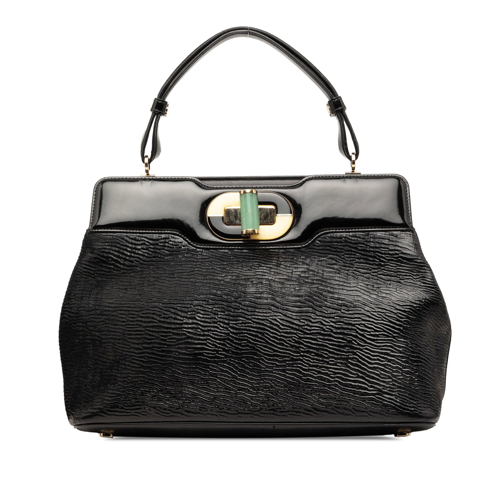 Bvlgari Isabella Rossellini Black Patent Leather Satchel Bag (1 of 7)