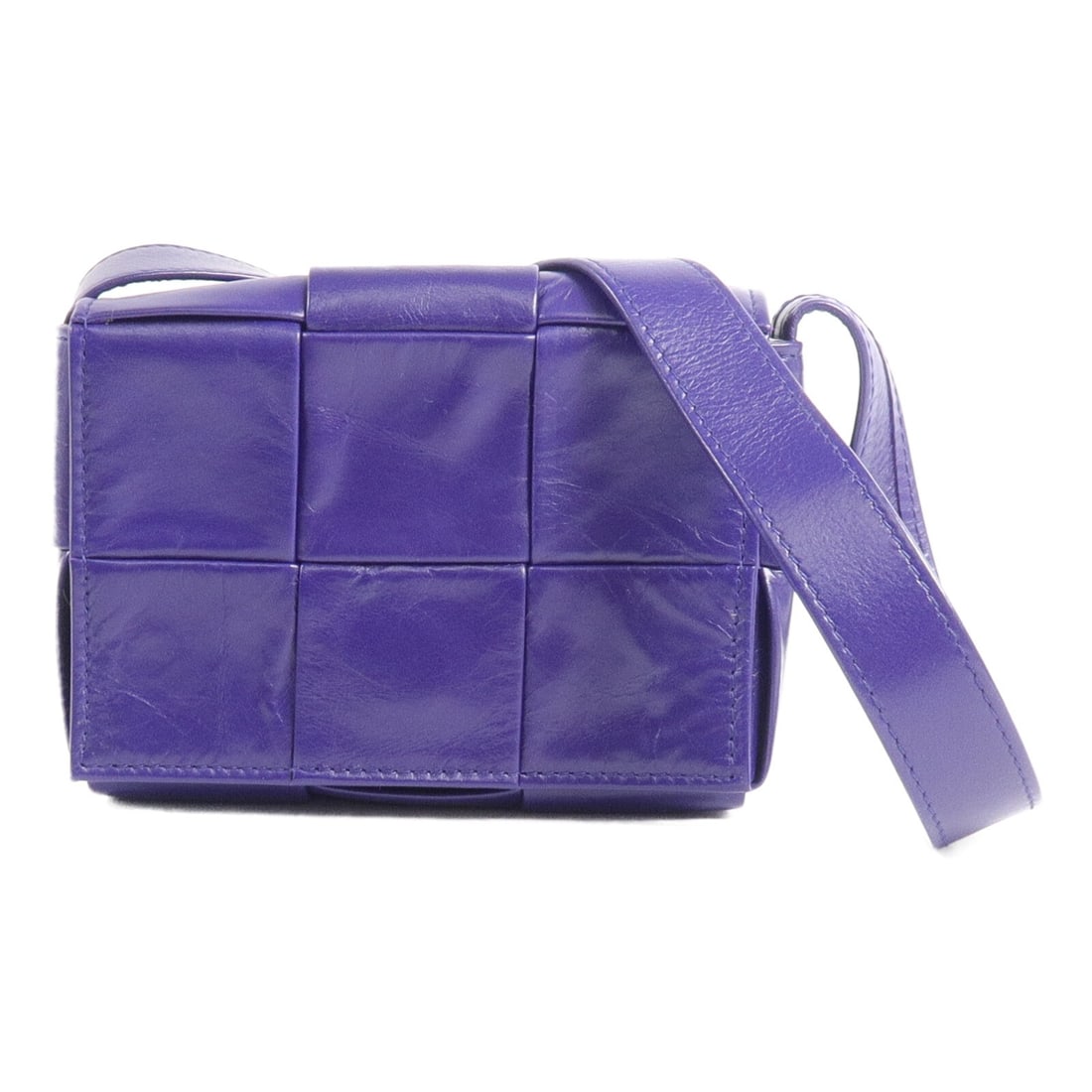 Bottega Veneta Candy Cassette Purple Calfskin Shoulder Bag: Bottega Veneta Candy Cassette Purple Calfskin Shoulder Bag A Bottega Veneta BV Candy Cassette shoulder bag in purple calfskin (cowhide) leather. It features a magnetic pocket, one inside card pocket, 