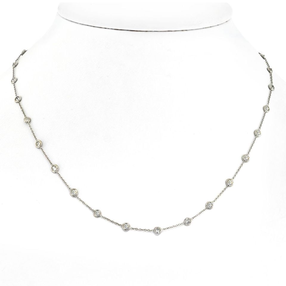 Platinum 2.44cttw Round Diamond Necklace Diamonds By The Yard: Platinum 2.44cttw Round Diamond Necklace Diamonds By The Yard This exquisite Diamonds by the Yard necklace features a total of 2.44 carats of round diamonds expertly set in platinum. The elegant desig