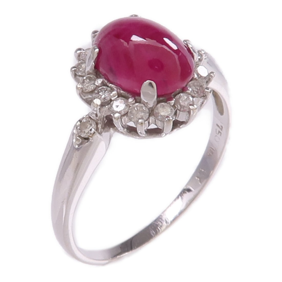 18K White Gold Ruby Diamond Ring Brand Jewelry Size 6 (1 of 7)