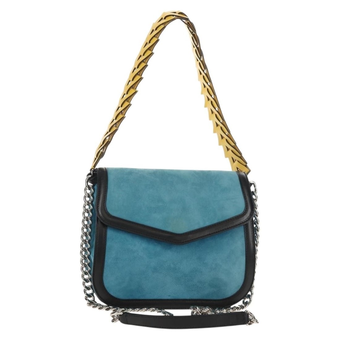 LOEWE V Anagram 2way Suede Shoulder Bag Blue Silver (1 of 18)