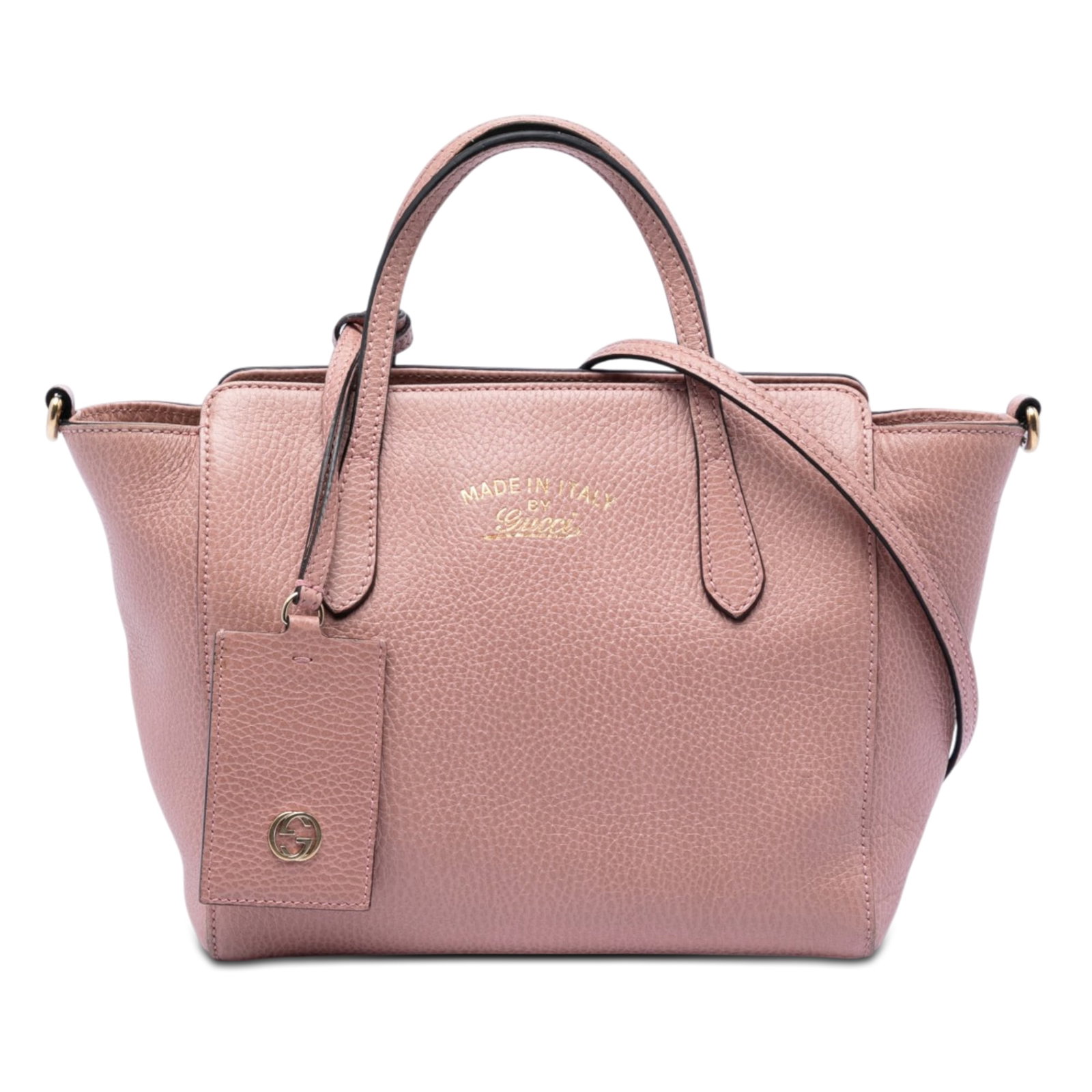 Gucci Mini Swing Satchel Pink Leather Top Zip Bag: Gucci Mini Swing Satchel Pink Leather Top Zip Bag This Gucci Mini Leather Swing Satchel is crafted in leather and features flat leather handles, a detachable flat leather strap, a top zip closure, and