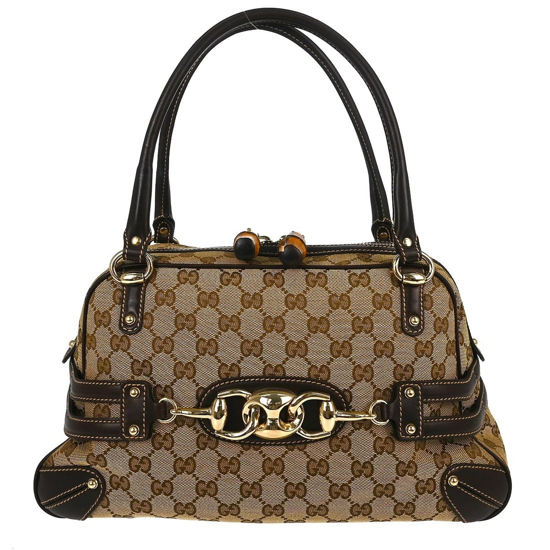 Gucci Bamboo GG Medium Tote Handbag Brown Beige Canvas Leather 159398: Gucci Bamboo GG Medium Tote Handbag Brown Beige Canvas Leather 159398 Gucci Brown Beige Bamboo GG Tote Bag in medium size, made in Italy. This vintage women's tote is crafted from canvas and leather w