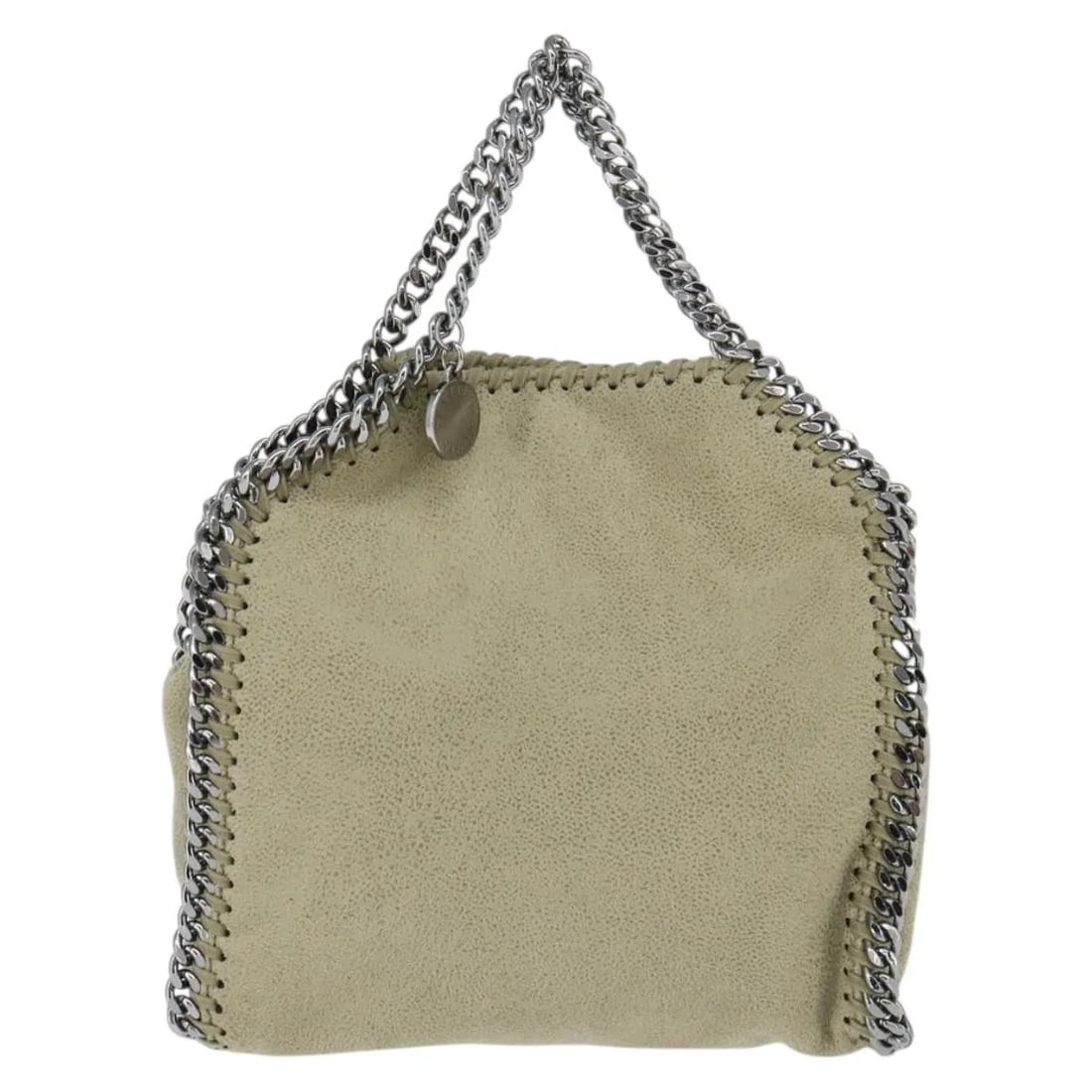 Falabella Fold Over Beige Polyester Bag by Stella McCartney: Falabella Fold Over Beige Polyester Bag by Stella McCartney The Stella McCartney Falabella Fold Over Bag in beige polyester is designed for women and crafted in Italy. This pre-owned bag features the 