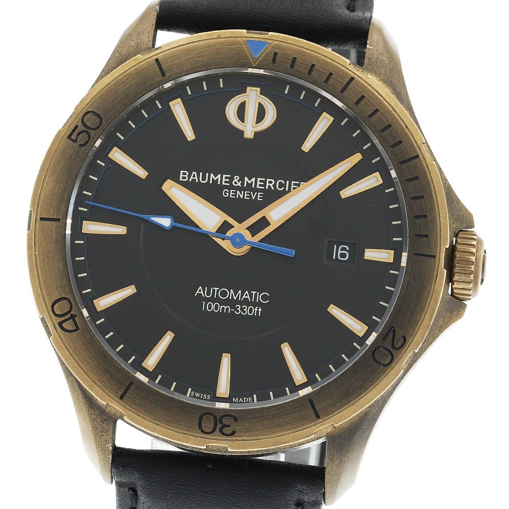 Baume Mercier Clifton Club M0A10500 mens bronze automatic date watch: Baume Mercier Clifton Club M0A10500 mens bronze automatic date watch Baume & Mercier Clifton Club Bronze Date men's wristwatch, pre-owned and made in Switzerland. It features a bronze and stainless st