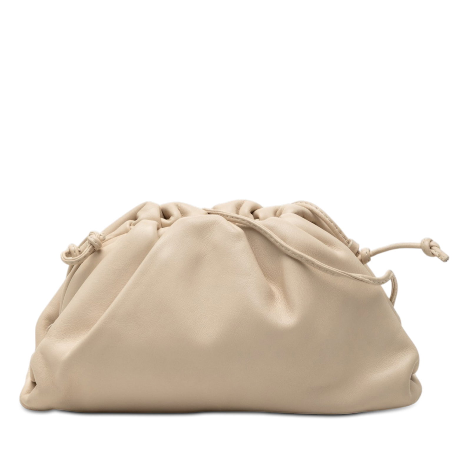 Bottega Veneta Mini Pouch Leather Crossbody Bag: Bottega Veneta Mini Pouch Leather Crossbody Bag This Bottega Veneta Lambskin The Mini Pouch Crossbody features a beige leather body, a convertible flat leather strap, and a top frame closure. Crafted 