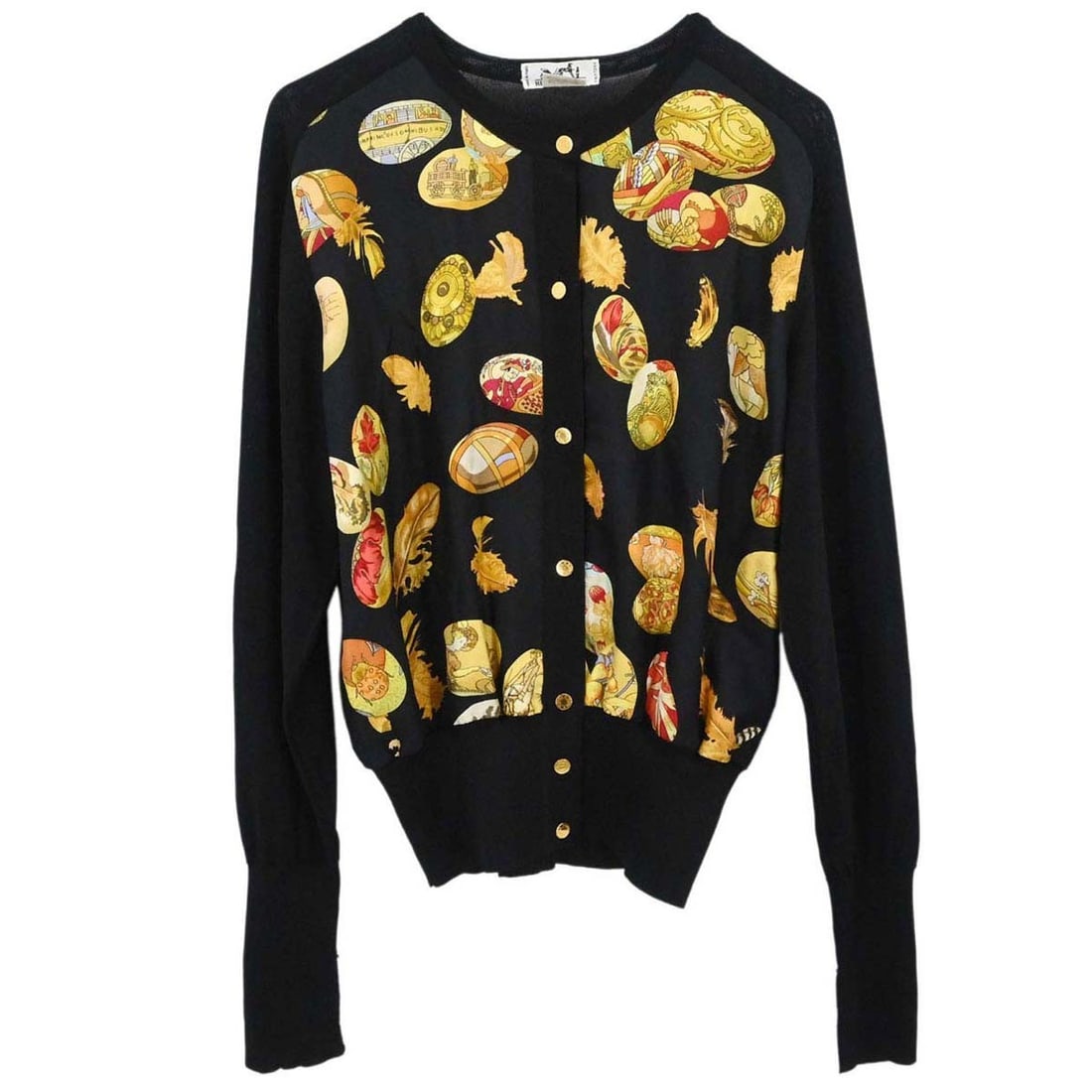 Hermes Twillaine Silk Cardigan Womens FR 38 Black (1 of 15)