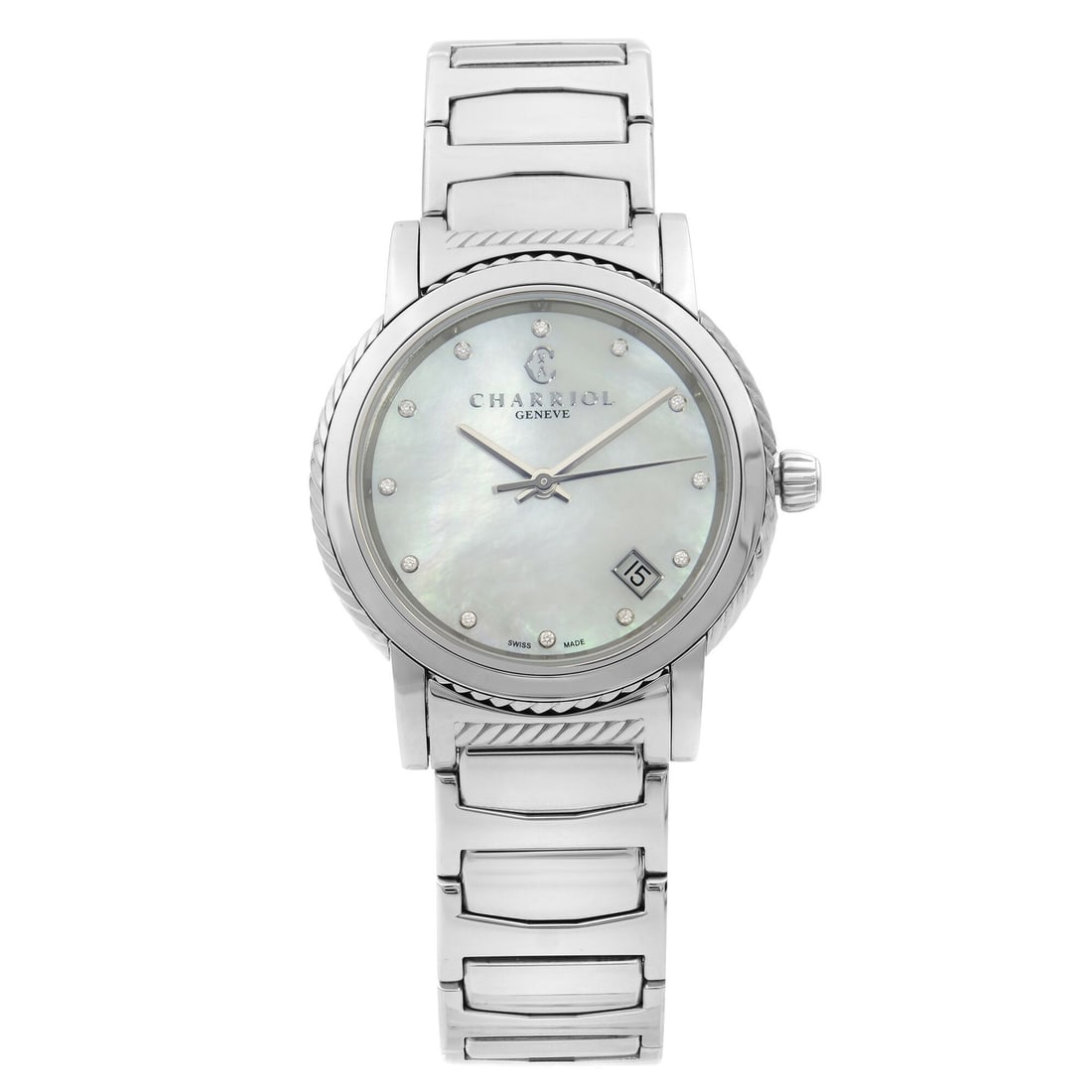 Charriol Parisii P33S2.920.001 Quartz Ladies Watch Diamond MOP Dial: Charriol Parisii P33S2.920.001 Quartz Ladies Watch Diamond MOP Dial This Charriol Parisii ladies' wristwatch combines elegance with functionality, featuring a stunning white mother-of-pearl dial that 