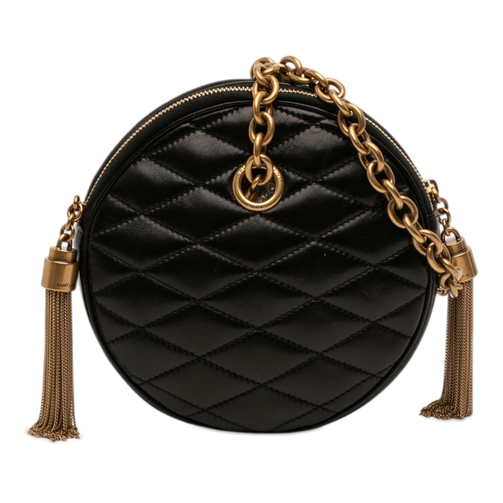 Saint Laurent Le Maillon Round Crossbody Bag Quilted Black Leather (1 of 8)